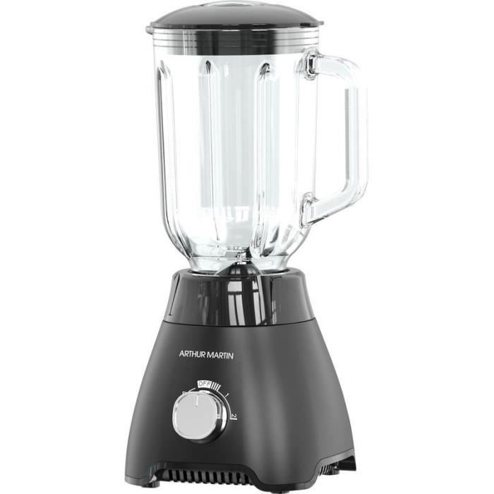 Batidora - ARTHUR MARTIN - AMPB40 - Vaso de vidrio graduado de 1,5 L - 400 W - 2 velocidades + función de pulso - Gris