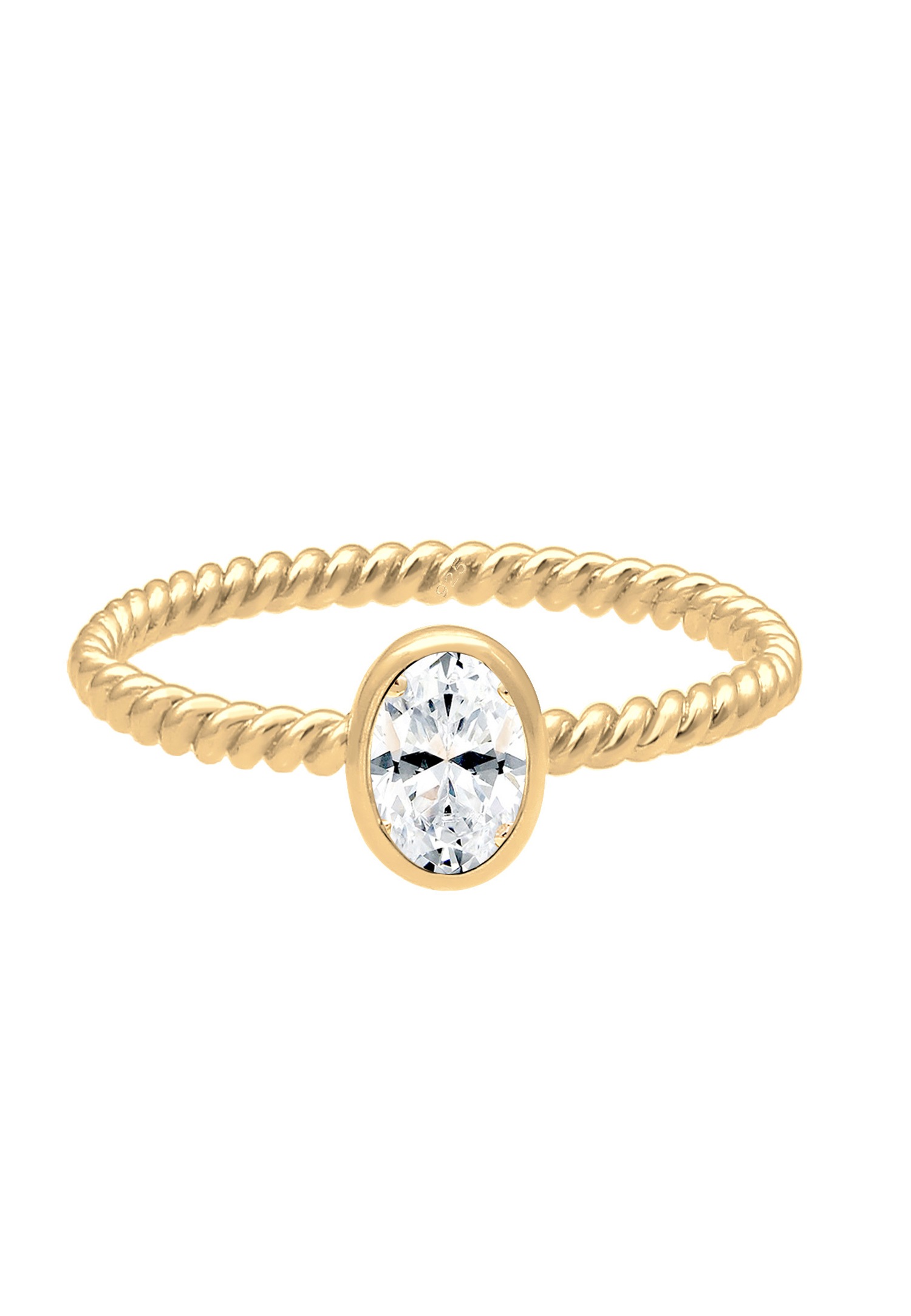 Elli PREMIUM Elli PREMIUM Bague Femmes Bande Fiançailles Torsadée avec Topaze pierres précieuses en argent sterling 925 plaqué or