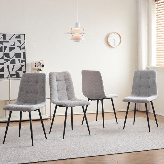 Chaises DOWISDOLY - Velours côtelé,Vintage,Gris (Lot de 4)