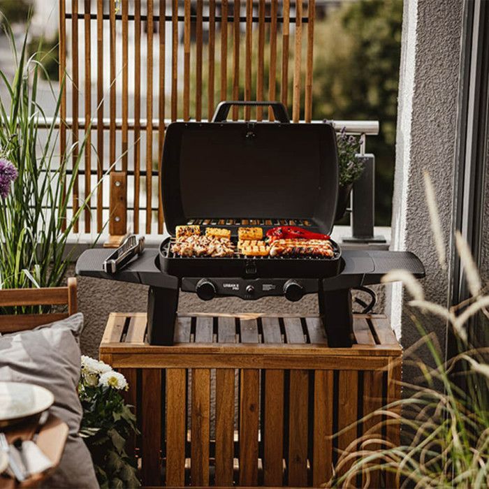 Barbacoa de gas portátil Urban II Pro – ENDERS BY FAVEX – 2 quemadores – 4,4 kW – Parrillas de hierro fundido – Jardín, patio, camping