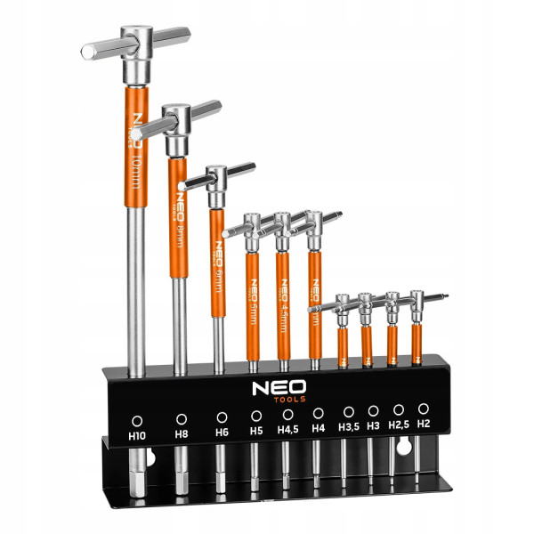 Klucze trzpieniowe z przetyczką zestaw 10sz. w stojaku 2 - 10mm NEO 09-509