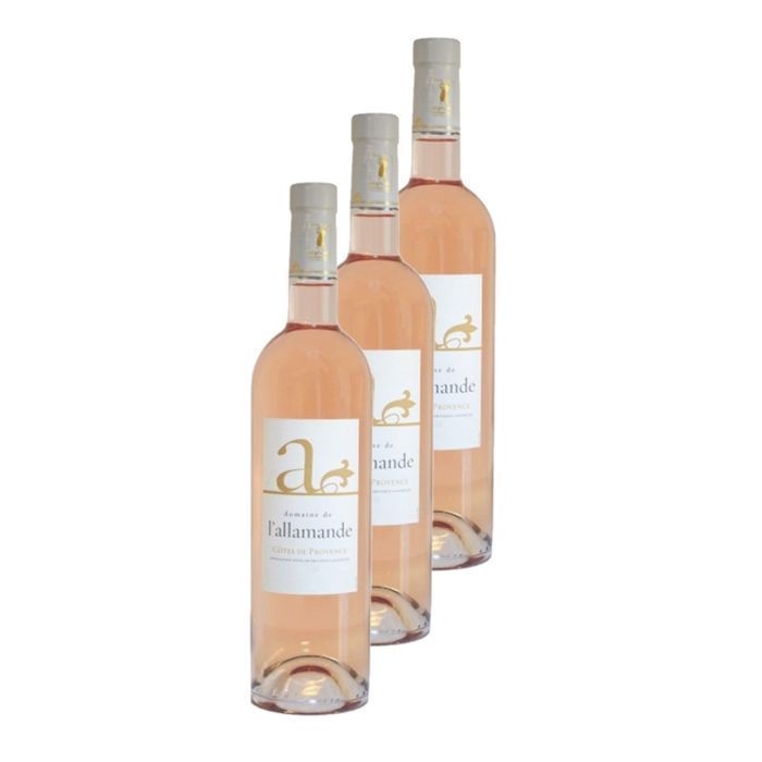 Domaine de l'Allamande - Lote de 3 vinos rosados A - AOP - Provenza - Botella de 750 ml