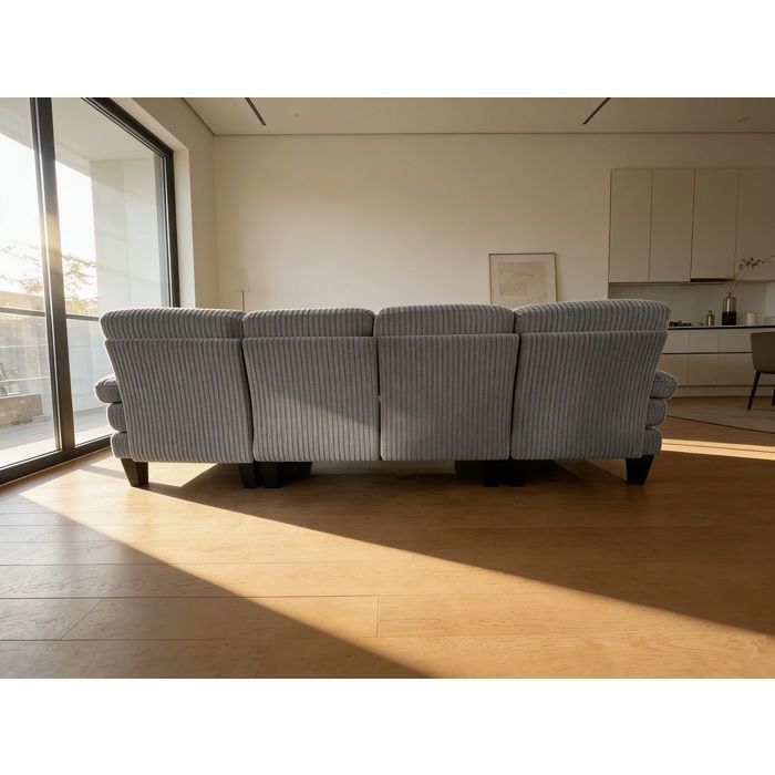 Panoramische hoekbank - Bealife - 4-zits - U-vorm - Corduroy - 2 chaise longues - Scandinavische stijl - Donkergrijs