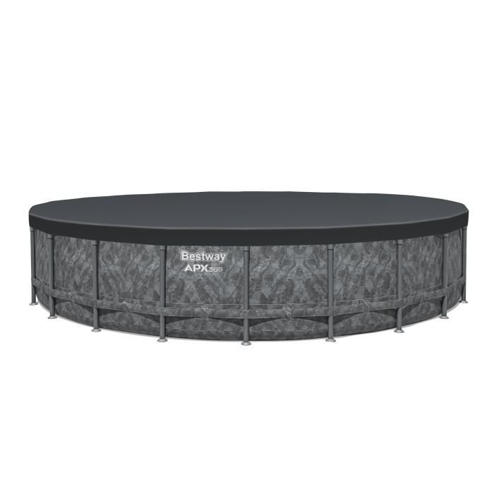 Kit de piscina tubular desmontable BESTWAY - APX 365™ - 671 x 132 cm - Redonda (Filtro de arena, 500 g de poliesfera, escalera, cubierta)
