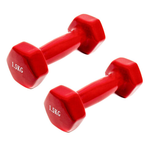 2x činky 1,5 kg s měkkou vinylovou rukojetí pro cvičení, gymnastiku a kulturistiku