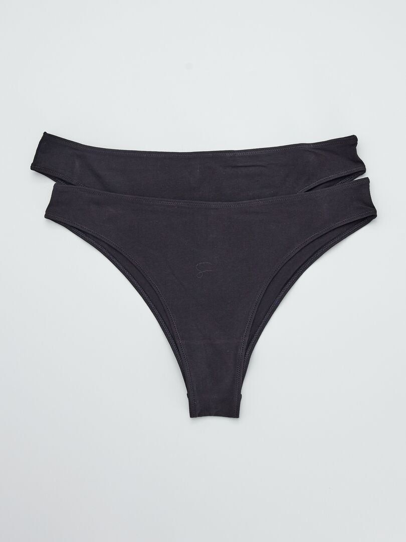 Conjunto de 2 tangas de algodão - pretas