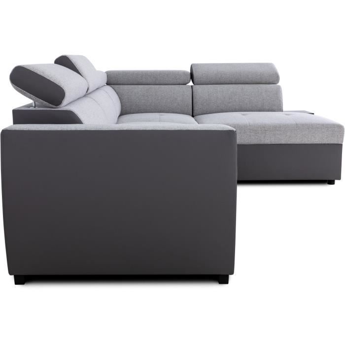 Omkeerbare hoekbank - 4/5 zitplaatsen - KELIO - Antraciet/grijze stof - 3 stoelen - 245 x 184 x 77/87 cm