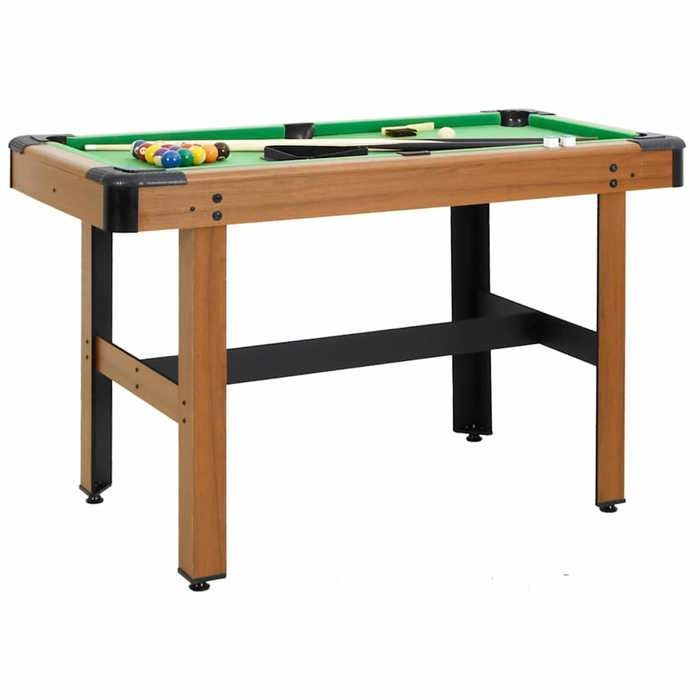 Table de billard - vidaXL - 122x61x76 cm - Marron - MDF - Tissu vert résistant