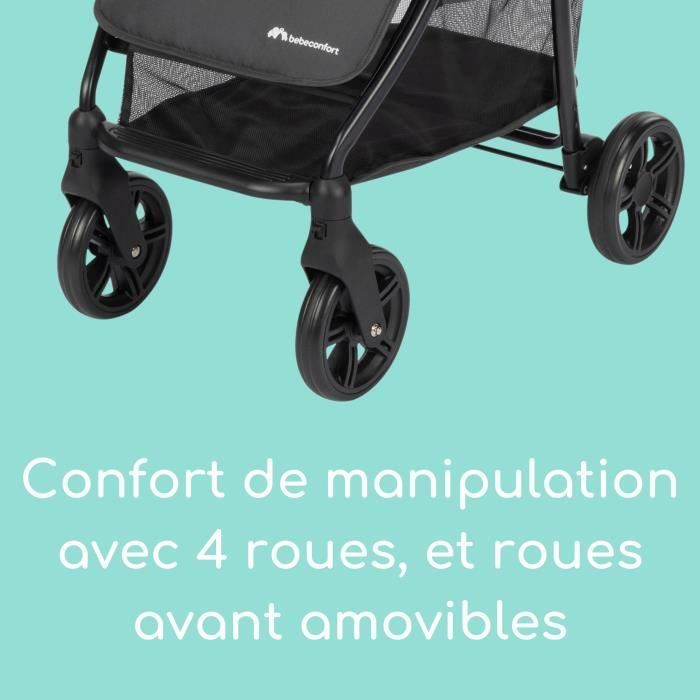 BEBECONFORT MISTY, Passeggino compatto e confortevole con ampio cestino portaoggetti, adatto dalla nascita fino a 4 anni, da 0 a 22 kg, colore grafite minerale.