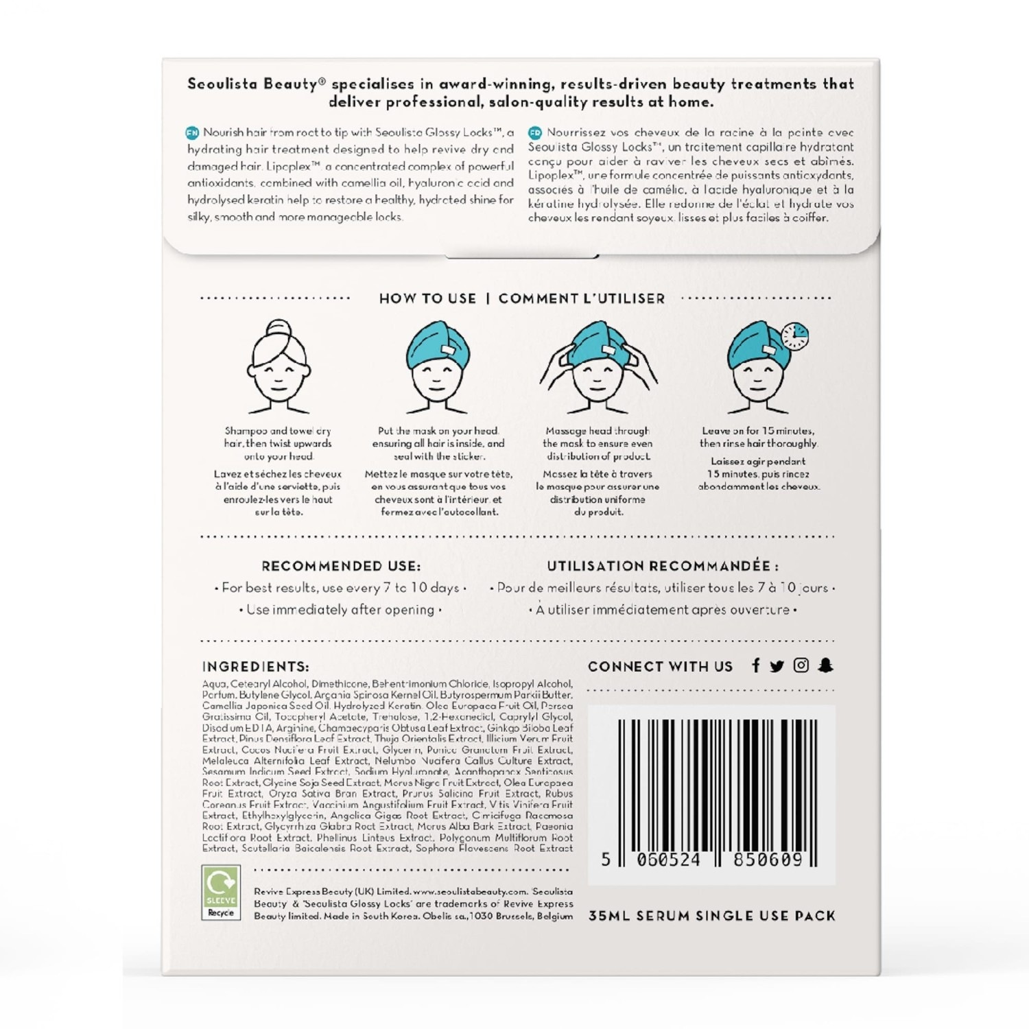 seoulista beauty Glossy Locks Instant Hair Treatment