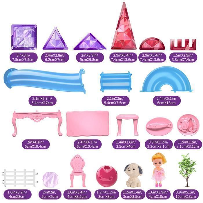 Tuiles Magnétiques -KUKUFUN-111 pièces -Stimuler et développer les capacités manuelles et la créativité des enfants-STEM 3-8ans
