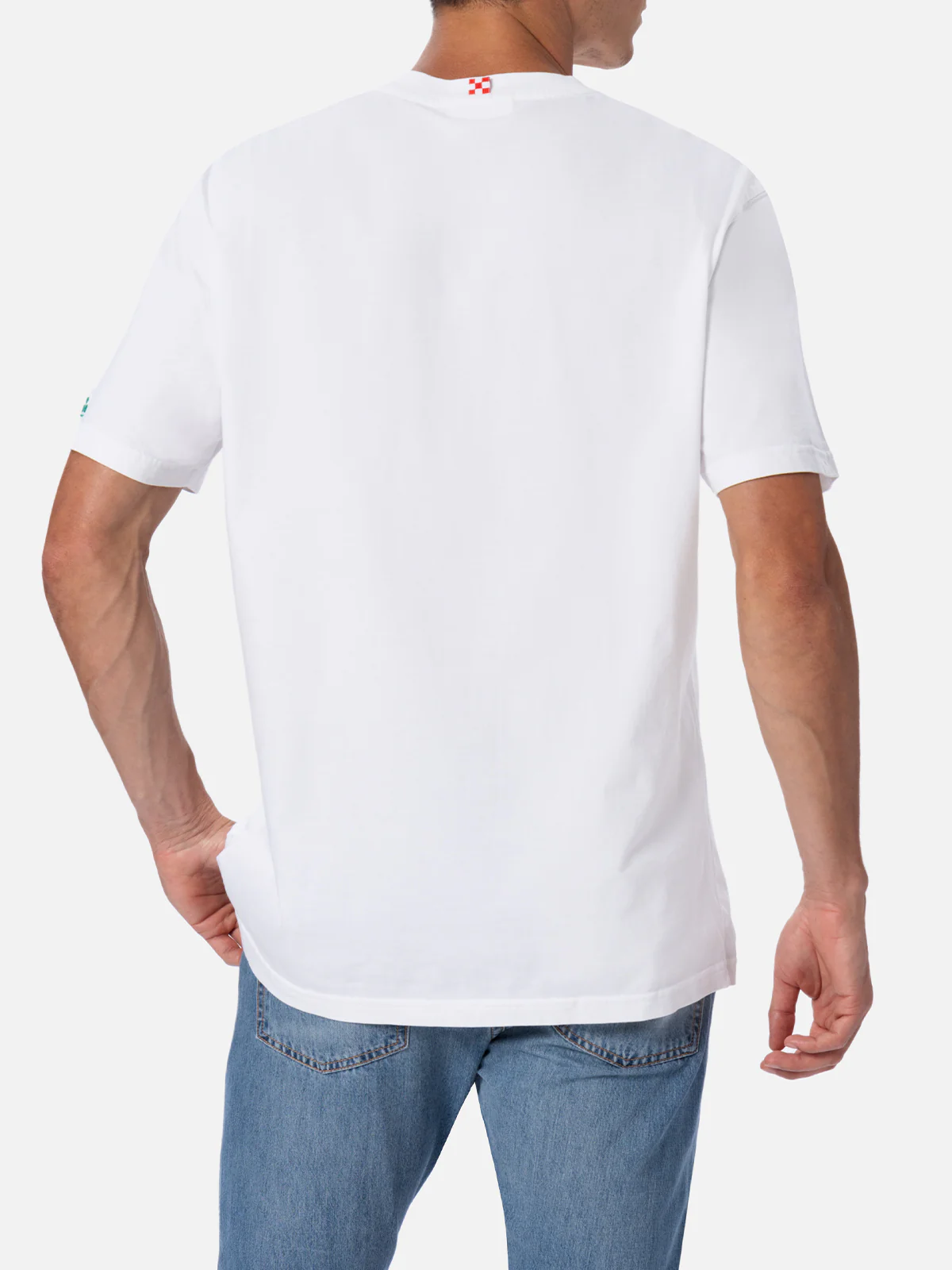 Austin T-shirt voor heren | Wit katoenen jersey met geborduurd horloge-opdruk | Saint Barth-logo | Trompe-l'oeil-design | Klassieke pasvorm | MC2 Saint Barth