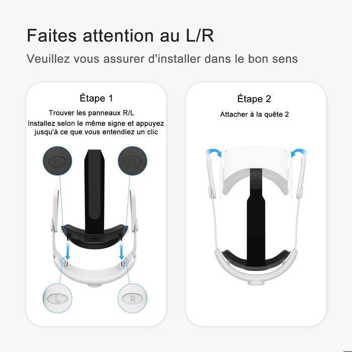 Sangle de Tête - Améliorée - Compatible Quest 2 - Réglable - Confort Optimal - Réduit la Pression