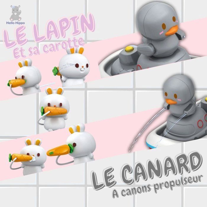 Juguete de baño - HELLO HIPPO® - Fuente de baño - Multicolor - 4 piezas - A partir de 6 meses