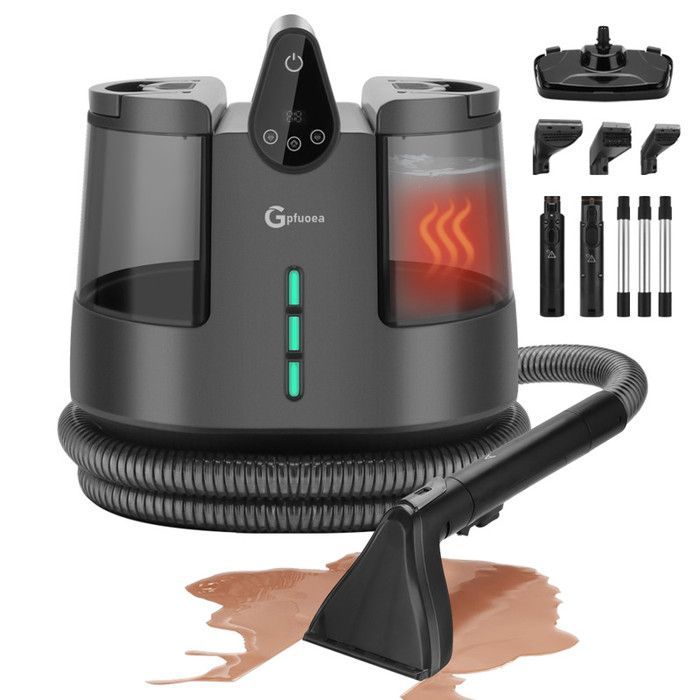 Limpiador de sofás, alfombras y telas de 14 kPa - 3 ajustes de temperatura y 1 función de vapor - Depósitos dobles de 2,0 L + 1,2 L - 22 accesorios multifuncionales