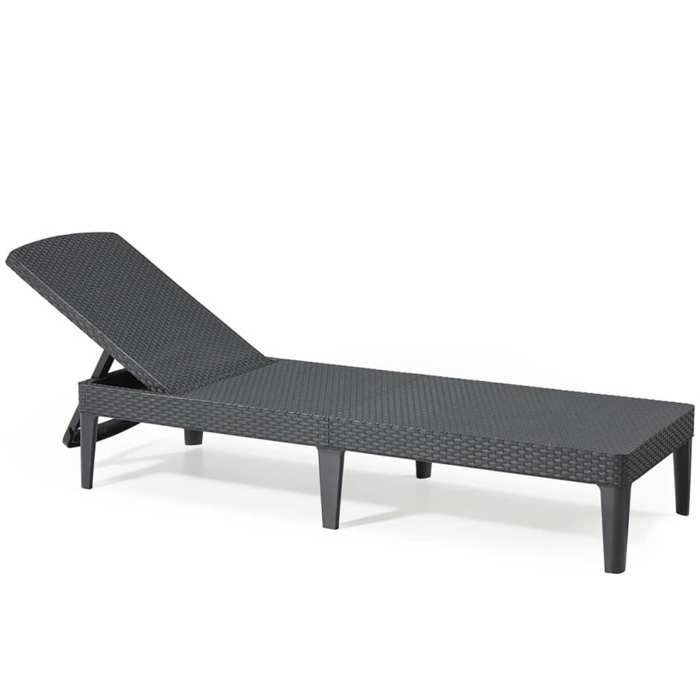 Bain de soleil - Allibert by KETER – Jaipur – en résine imitation rotin tressé – gris graphite – dossier réglable