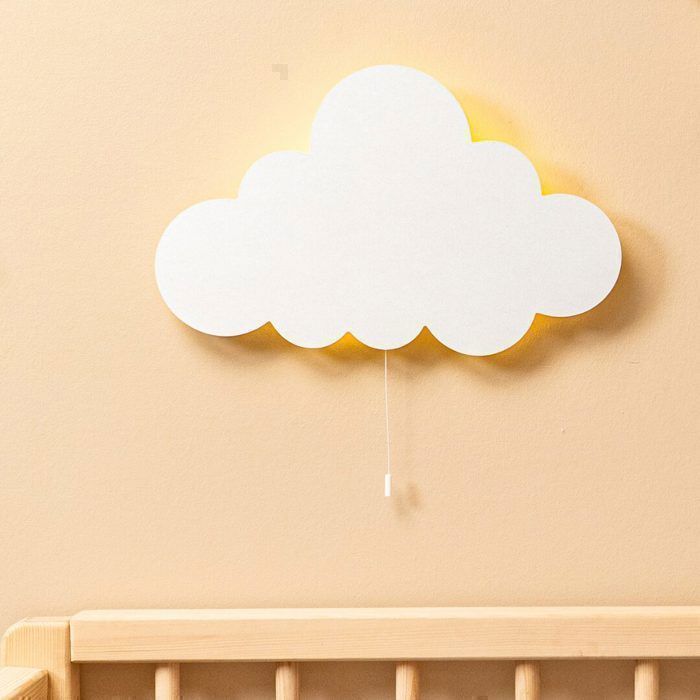 Cozy Kids - Lampada da parete notturna a LED a forma di nuvola in legno per bambini - Luce soffusa per la cameretta del bambino