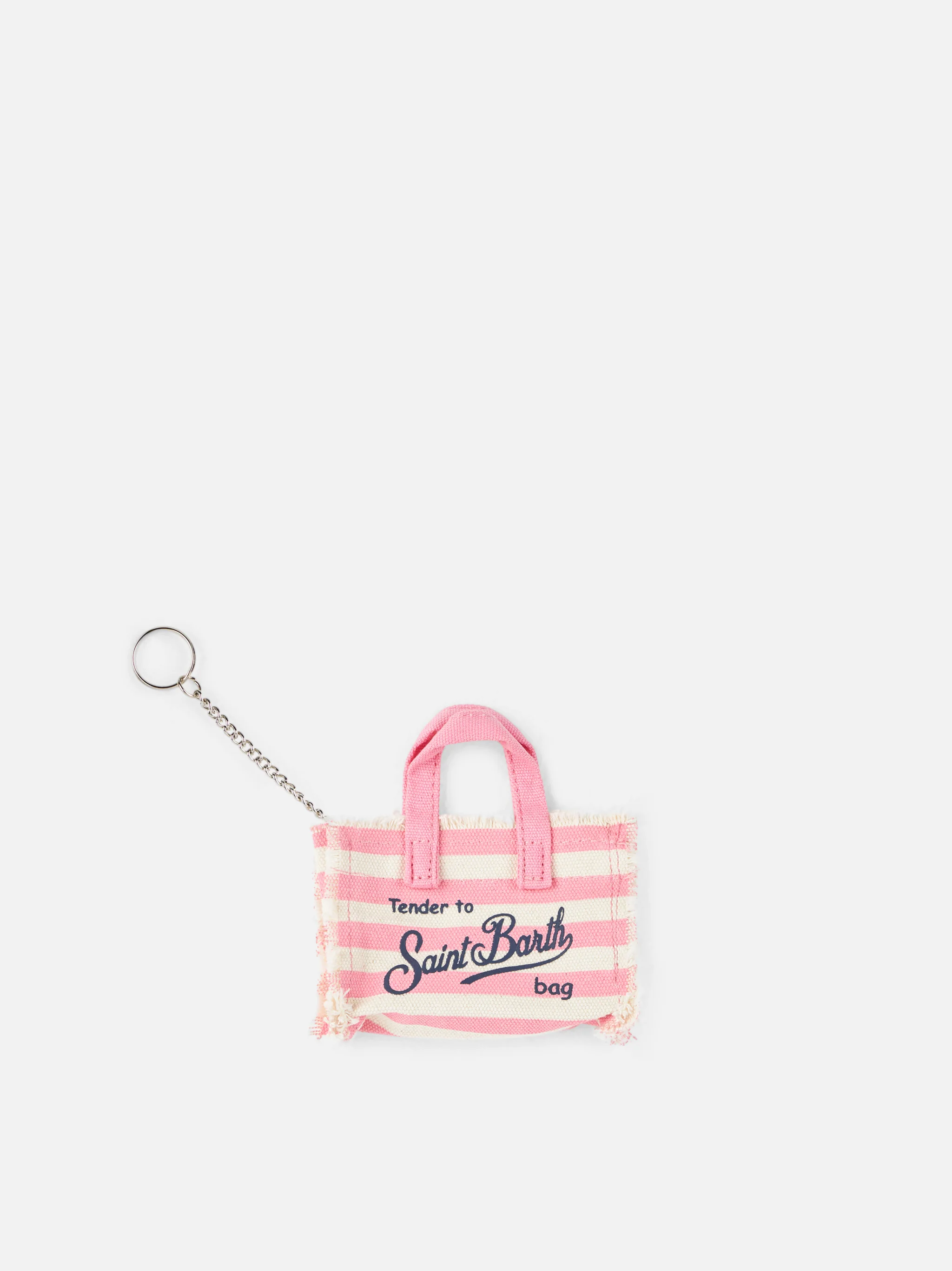 Roze geborduurde katoenen canvas sleutelhanger