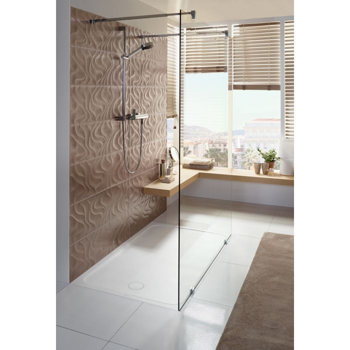 Plato de ducha rectangular de cerámica extraplano Villeroy & Boch Lifetime Plus, 140 x 90 x 3,5 cm, blanco.