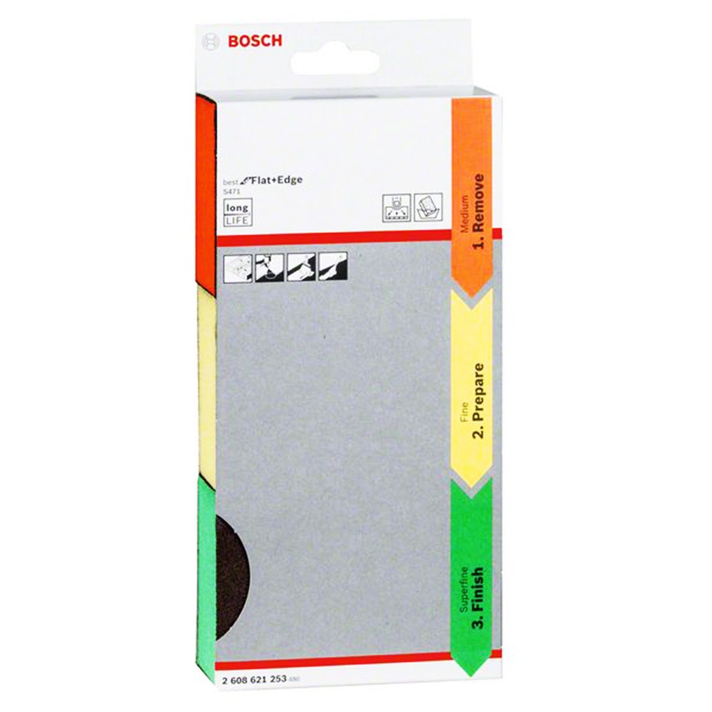 BOSCH Schaumstoff-Schleifklotz-Set - S471 IDEAL für Flächen- und Kantenschleifen - 3-teilig