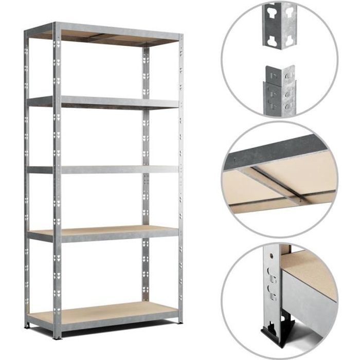 Estantería modular y versátil para taller, garaje, etc. Carga máxima: 875 kg - 180 x 90 x 40 cm - Gris