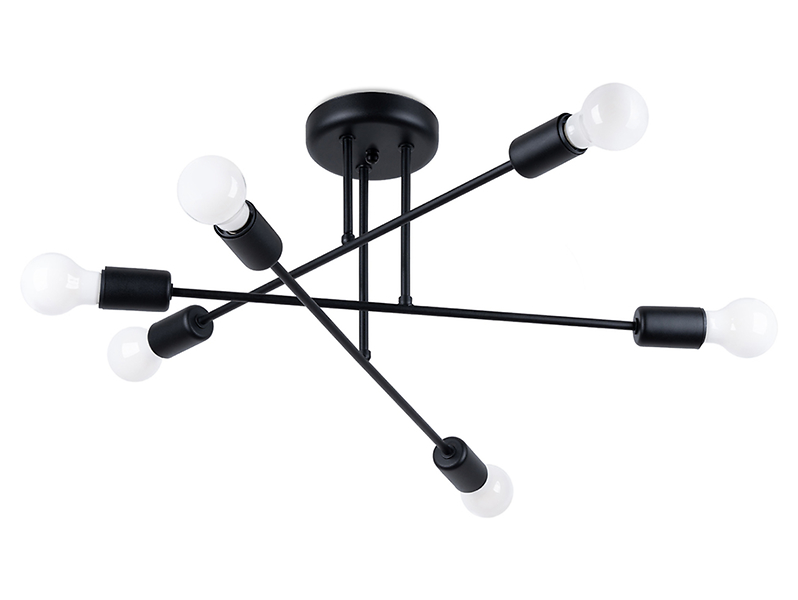 Lampa sufitowa Norah 6-punktowa 29 cm stalowa czarna