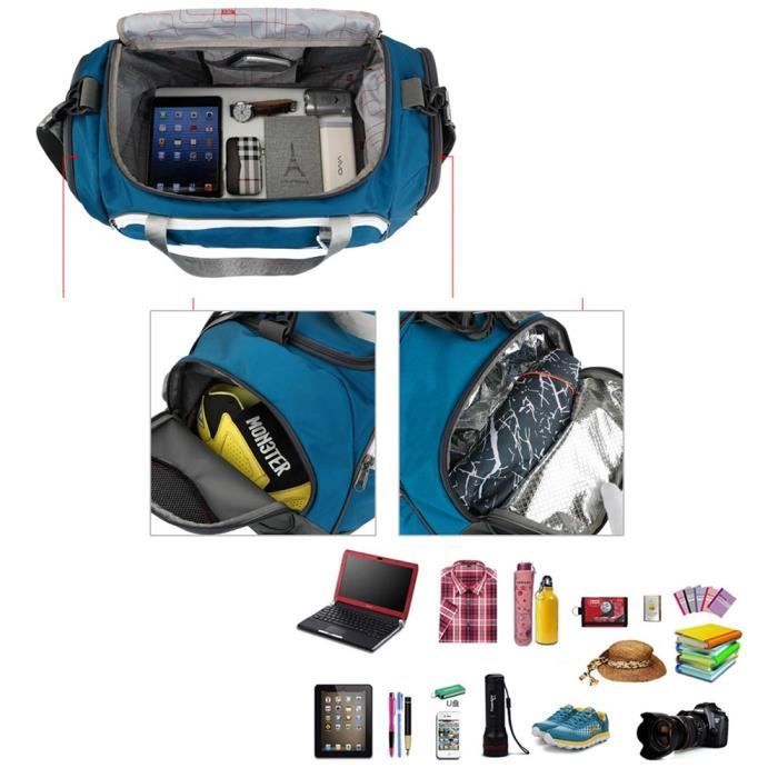 Bolsa deportiva con compartimento para zapatos, impermeable, bolsa de viaje de gran capacidad para hombres y mujeres, para gimnasio y fitness - Rojo y blanco