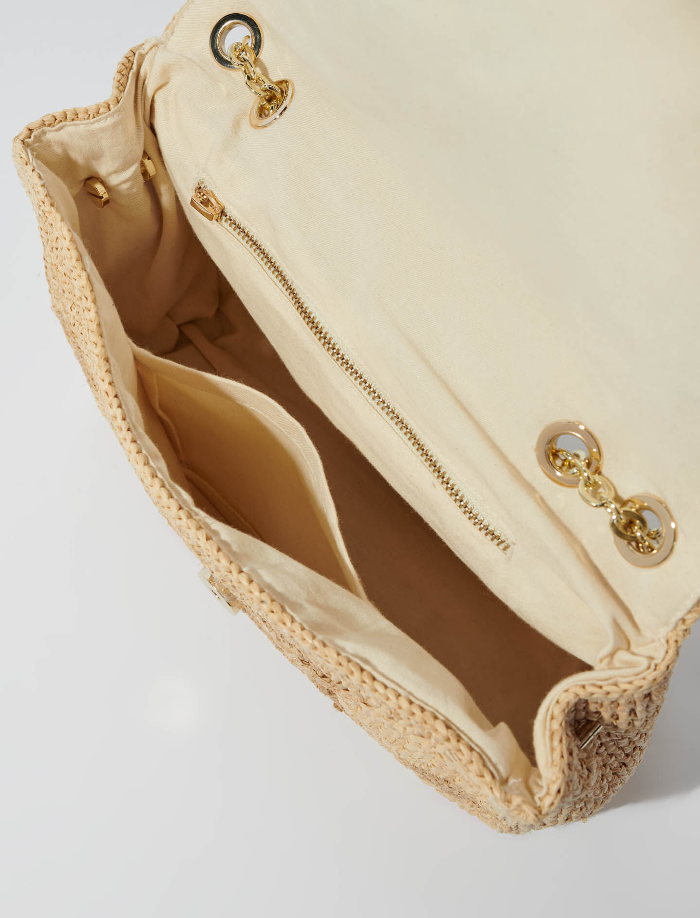 Handgemaakte raffia klavertas - Beige