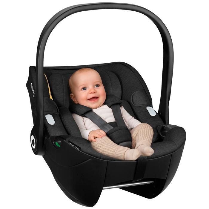 Silla de coche para bebé LIONELO Moxie i-Size - Portabebés de 40-87 cm - Tejido de bambú natural - Ligera - 0-13 kg - Grupo 0+ - Negra