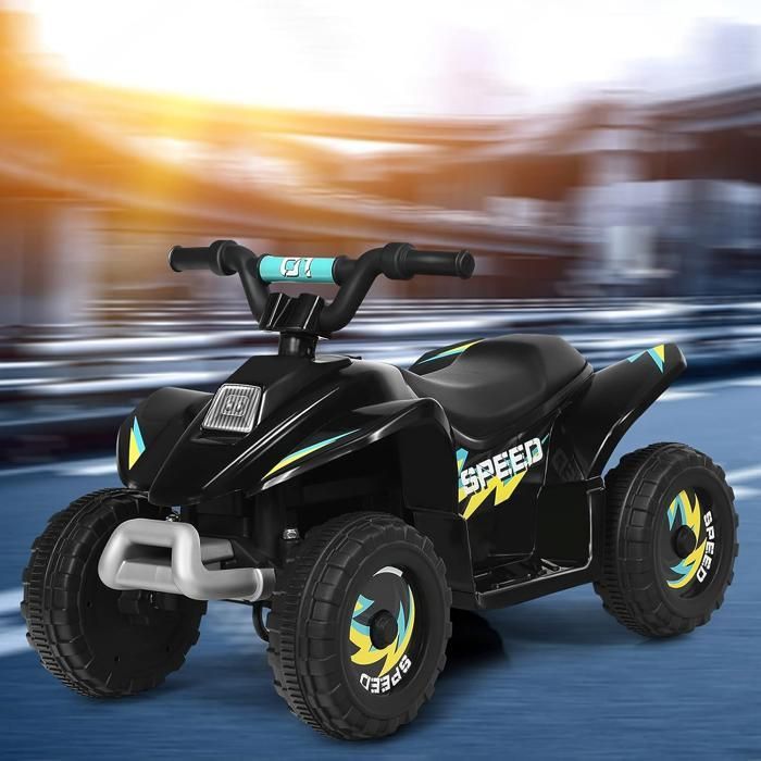 Quad elettrico per bambini DREAMADE - Pulsante avanti/indietro - 4 ruote antiscivolo - Nero