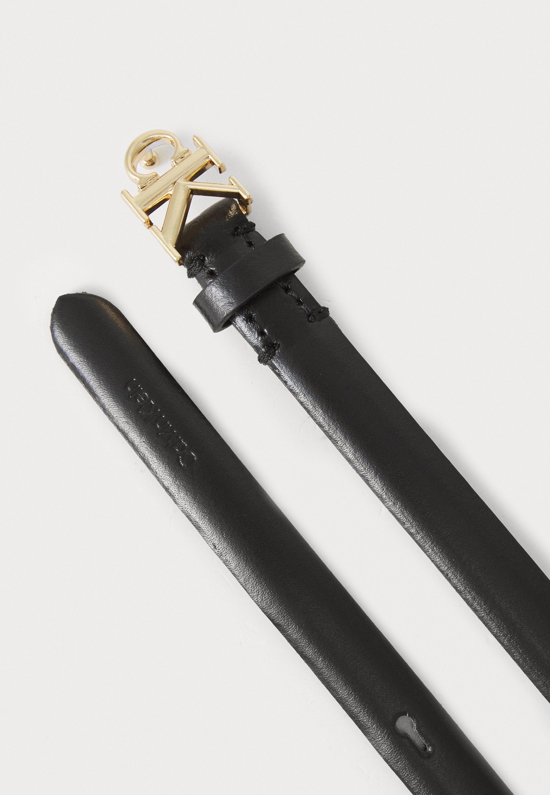 Calvin Klein LOGO BUCKLE - Pásek - black/antic light gold-coloured