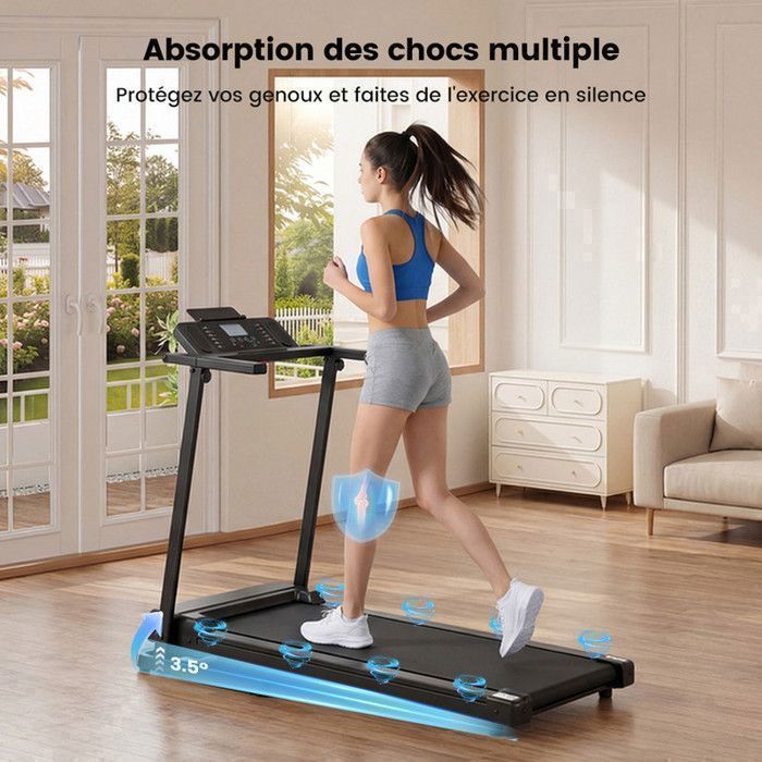 Laufband – Walking-Laufband – 12 % Steigung – 12 HIIT-Modi – 2,5 PS Motor – Geschwindigkeit 1–12 km/h – Mit App – Schwarz