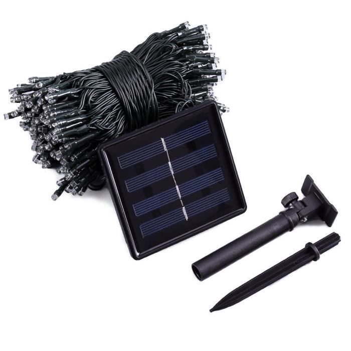 1 unidad de guirnalda de luces solares para exteriores, 20 m, 200 LED, impermeable, 8 modos de iluminación, lámparas decorativas para exteriores.