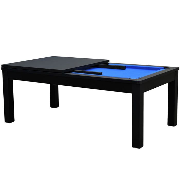 Table de billard convertible noire tapis bleu - Eddie - Rendez-Vous Déco