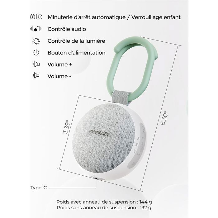 Momcozy Baby Night Light with White Noise - 20 Professional Soothing Sounds, Rechargeable Battery, Bluetooth, Sound Therapy