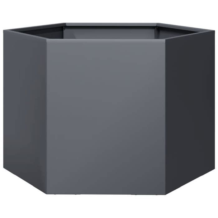 vidaXL Antracit sexkantig kruka 69x60x45 cm stål, Blomkruka, Terrasskruka, Trädgårdskruka, 851124