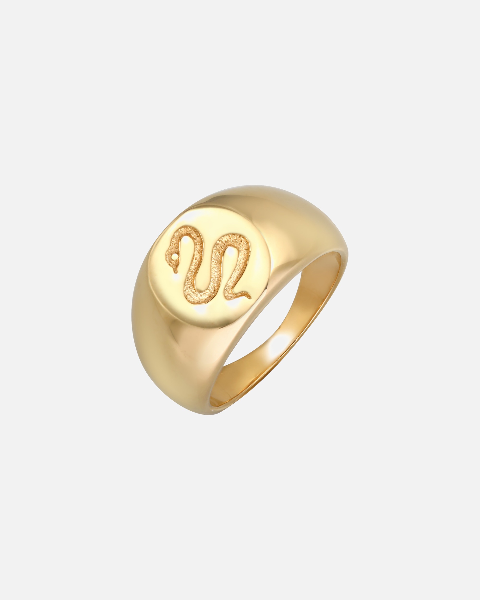 Elli PREMIUM Bague Signet Femme Symbole du Pouvoir du Serpent Chunky en Argent Sterling 925 Plaqué Or