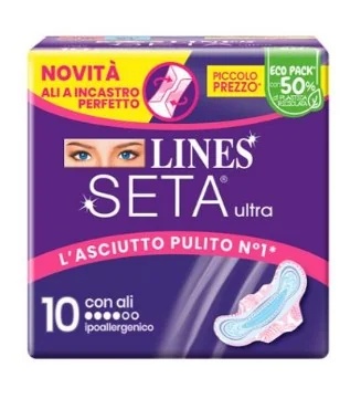 LINES Lines Silk Ultra Damenbinden, 10 Stück, für den täglichen Gebrauch