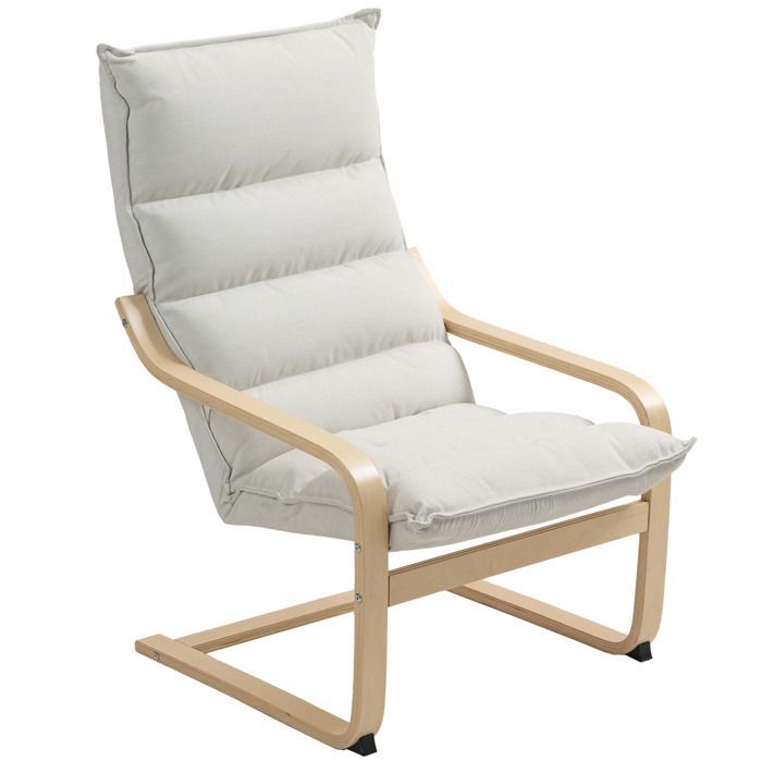 Fauteuil salon - HOMCOM - moderne fauteuil chambre avec accoudoirs incurvés, coussins, 67 x 83 x 105 cm, crème