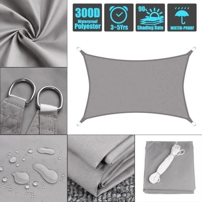 Vela de sombra - L0144B - Rectangular - Gris - 2,5 x 3 m