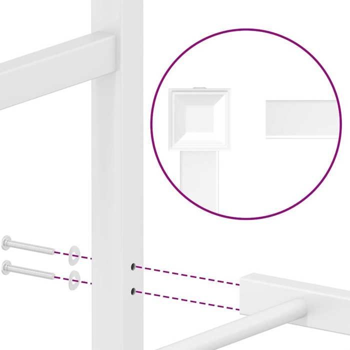 Cama blanca de 200 x 200 cm - Estructura metálica - Colchón no incluido - y cabecero blanco de 200 x 200 cm 005_350135