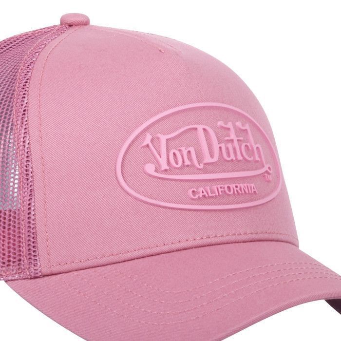 Cappellino da camionista Vondutch da ragazzo - Stile trucker - Rete rigida - Rosa - Visiera arrotondata - JUNIOR