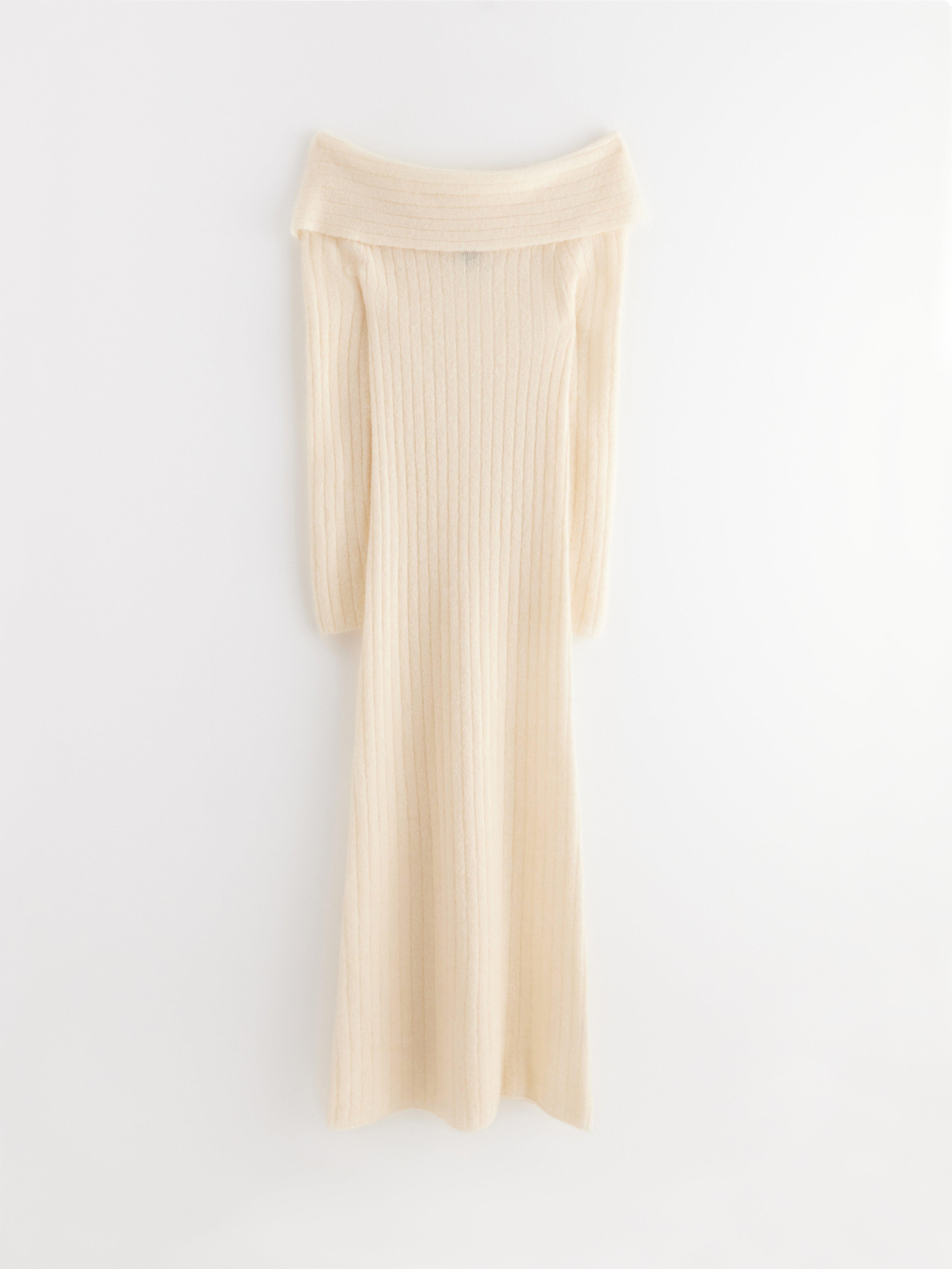 Vestido em mistura de lã off-white