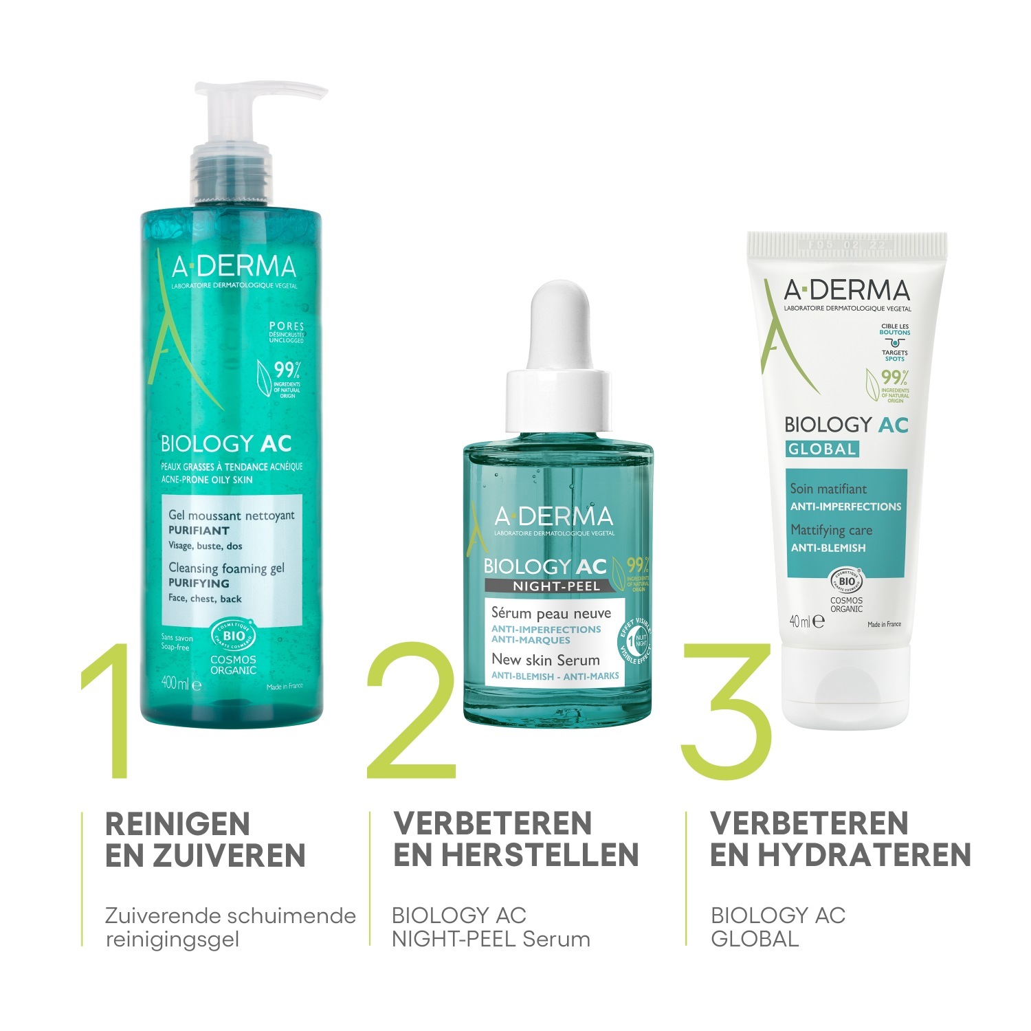 A-DERMA Glowserum Biology AC naktinis šveičiamasis serumas jaunai odai - 30 ml