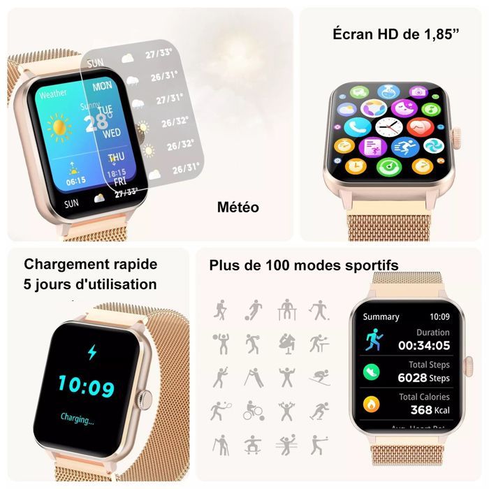 Blackview Women's Smartwatch with Bluetooth Calling, 2 Straps, 1.96