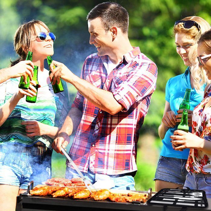 Outil de Barbecue - Outils de Barbecue en Acier Inoxydable Barbecue Accessoire Kit Barbecue Portable avec étui de Transport