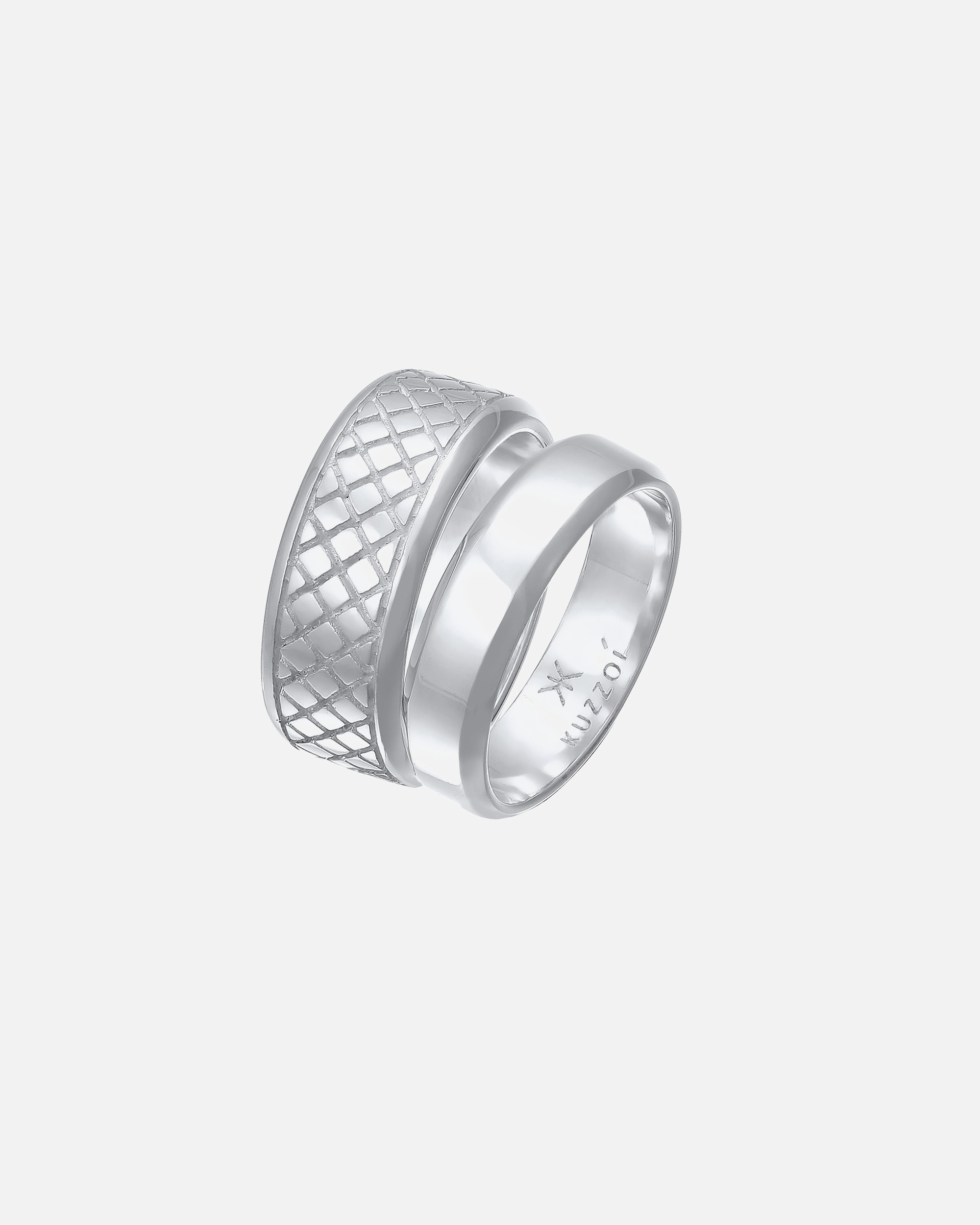 KUZZOI Jeu de bagues pour hommes - Basic Solid Trend Oxidised en argent sterling 925