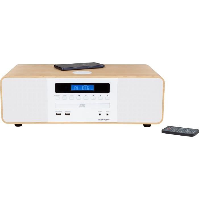 Sistema Hi-Fi Bluetooth compatto - THOMSON - Bianco/Induzione - Radio FM/CD/MP3/USB, 50W, Equalizzatore, Telecomando, Alimentatore 230V