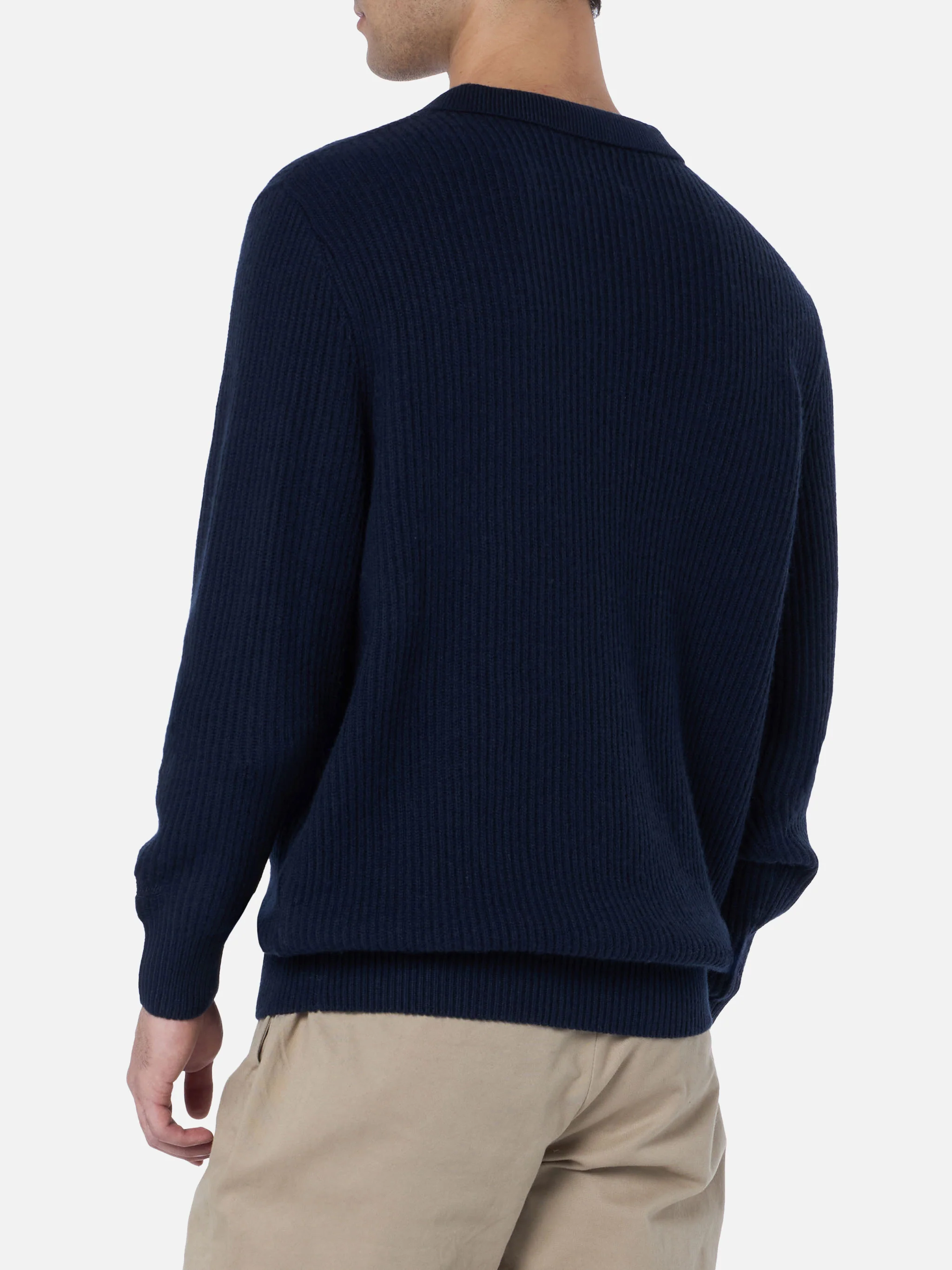 Downing herentrui met ribbels in marineblauw