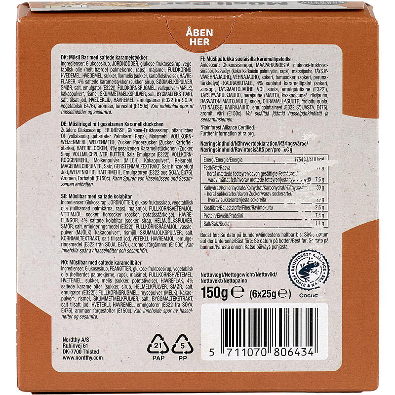 Müslibar 6-pak Saltet karamel